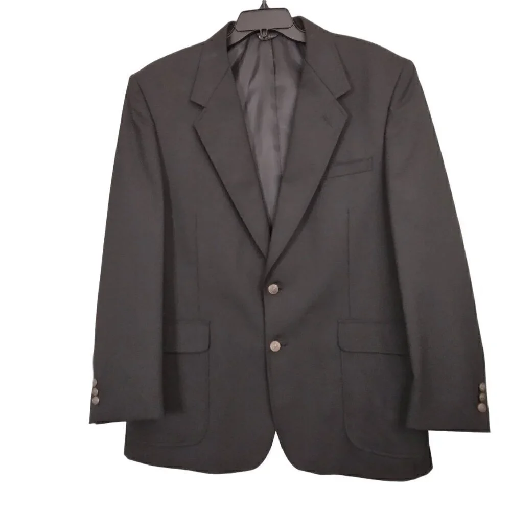 London Square | Black Wool Blend Suit Blazer Jacket | Size 44R